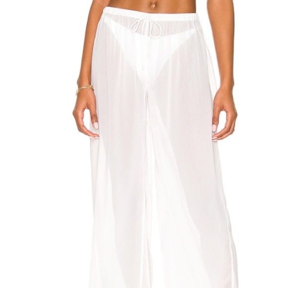 LSpace Catalina Pants Semi Sheer Voile Fabric Beach Pant White - Picture 10 of 13